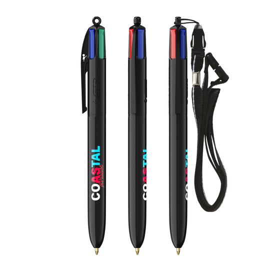 BIC® 4 Colours® ballpen + lanyard