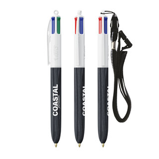 BIC® 4 Farben Wood Style mit Lanyard